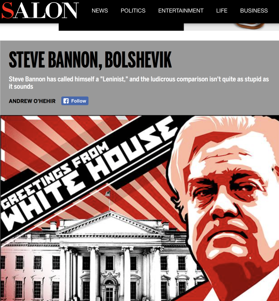 Salon top-story on Nov. 19, 2016 attacks CEO of competing Breitbart News.